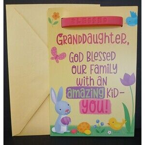Hallmark Granddaughter Easter Card with Blessed Rubber Bracelet Band in Card